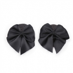 Round Sequin Nipple Pasties With Stain Bow Black